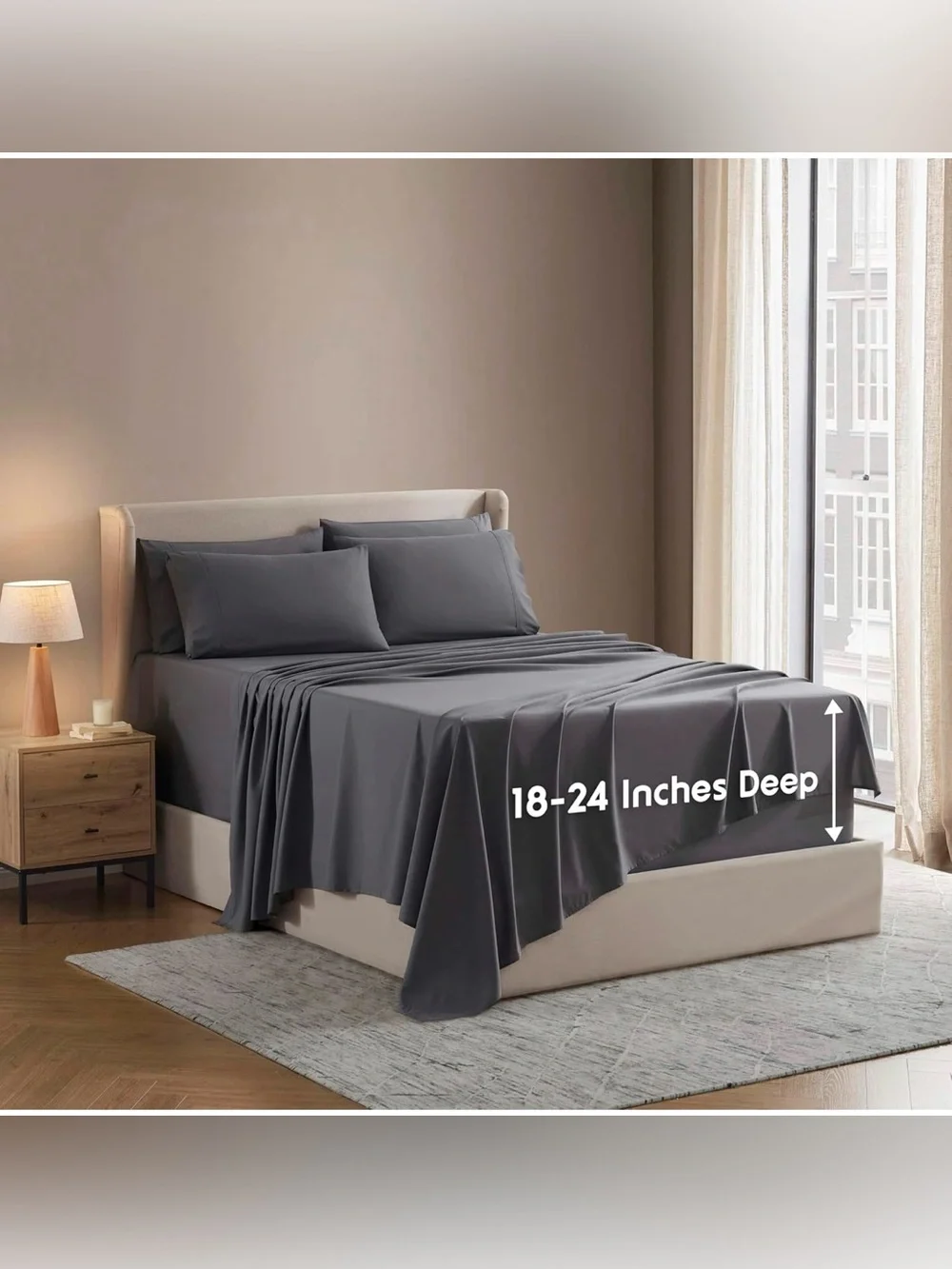 Nestl Full XL Sheet Set Breathable & Cooling Hotel Luxury Super Soft Dark Gray